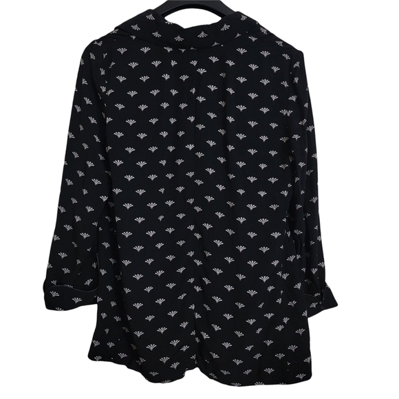 Topshop Tops - Topshop Black Fan Print Open Front Lightweight Blazer Blouse Size 4